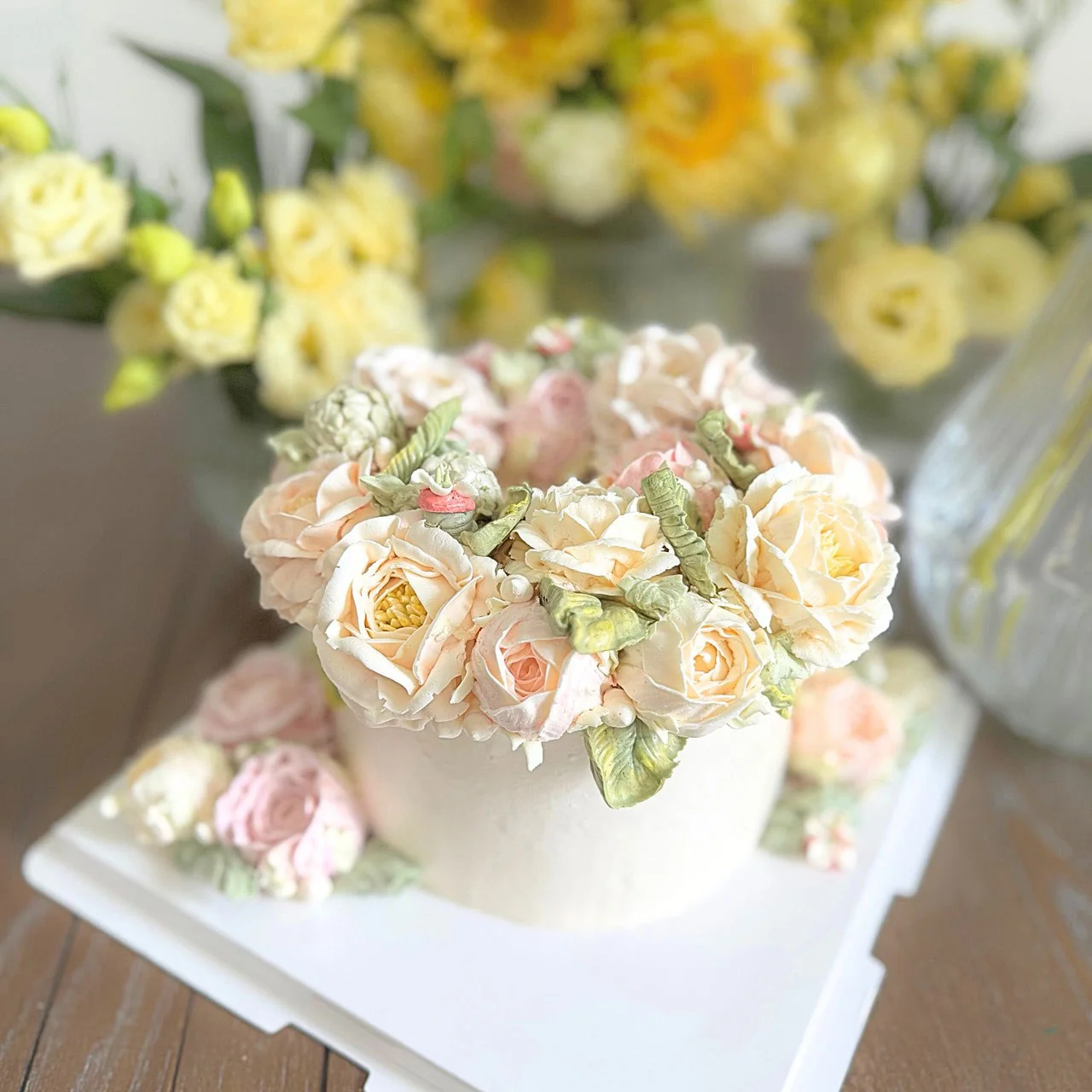 Buttercream floral wedding cake